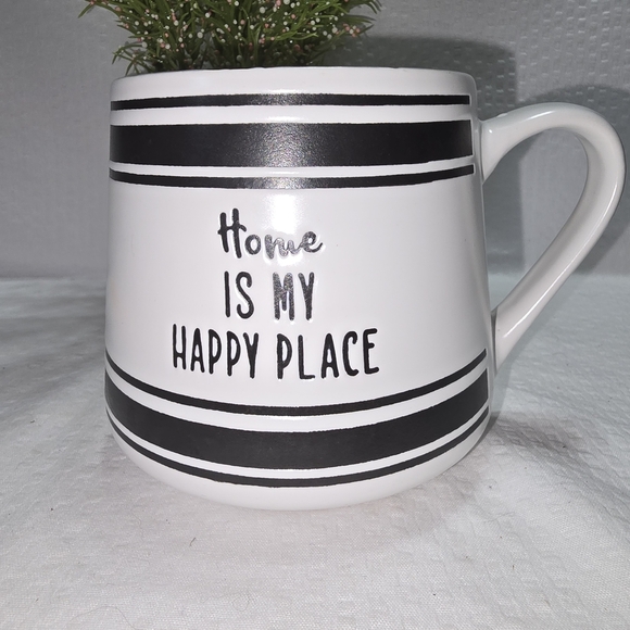 Charming White and Black Mug - Home Is My Happy Place - Picture 1 of 5